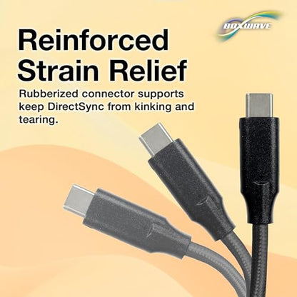 BoxWave Cable Compatible with Logitech Spotlight Presentation Remote - DirectSync PD Cable (3ft) - USB-C to USB-C (100W), Type C Braided Charge and Fast Sync - Jet Black