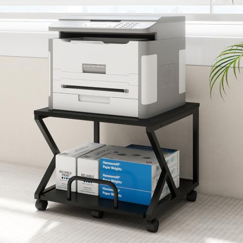 Natwind 2 Tier Printer Stand,19.7''x19.7'',with Pull Out Shelf,Black - color: Black, size: 19.7''x19.7''