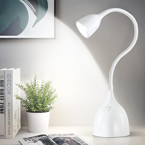 EJIAXIN Desk Lamp for College Dorm Room - LED Reading Light, White - color: White