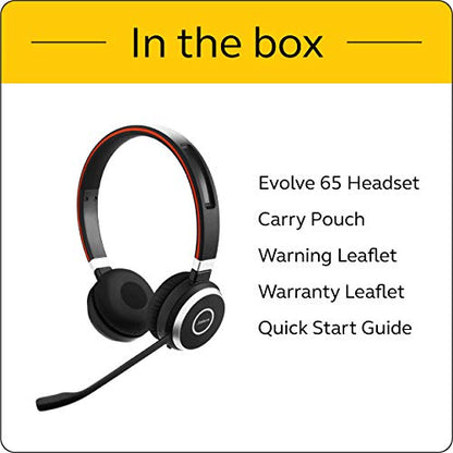Jabra Evolve 65 MS Wireless Headset, Stereo – Includes Link 370 USB Adapter – Bluetooth Headset with Industry-Leading Wireless Performance, Advanced Noise-Cancelling Microphone, All Day Battery - size: Dual-ear, USB-A Dongle, style: Teams Certified