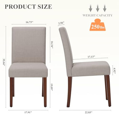 MALOL Upholstered Dining Chairs Set of 2, Modern Fabric Dining Room Chair, Wooden Dining Chair, Kitchen Side Chairs, Farmhouse Dinner Chair with High Back for Kitchen, Brown - color: Brown, size: Set of 2
