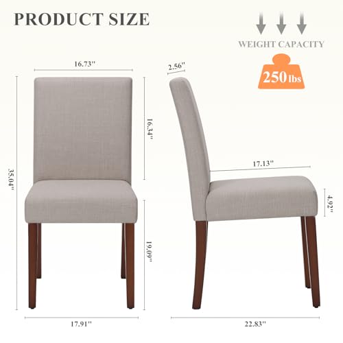 MALOL Upholstered Dining Chairs Set of 2, Modern Fabric Dining Room Chair, Wooden Dining Chair, Kitchen Side Chairs, Farmhouse Dinner Chair with High Back for Kitchen, Brown - color: Brown, size: Set of 2