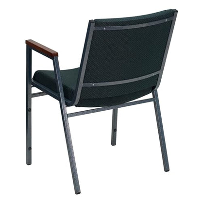 Flash Furniture Hercules Fabric Stack Chair with Arms, Green - color: Green Patterned Fabric, size: Set of 1