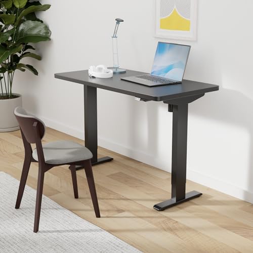 SANODESK One-Piece Electric Height Adjustable Standing Desk 48''x 24'' - color: Black Frame+black Top, size: 48x24"
