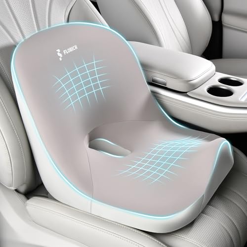 Car Seat Cushion and Lumbar Support Pillow, Larger Memory Foam Seat Cushion, Ergonomic L-Shaped Design Cushion for Back Pain Relief, Non-Slip Driving Cushion for Car, Office, Truck, Wheelchair-Gray - color: Gray