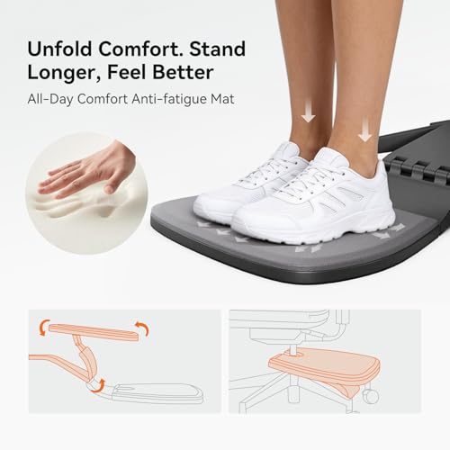 Newtral Standing Desk Chair, Standing Mate Chair for Sit-Stand, Ergonomic Leaning Perch Chair with Anti-Fatigue Mat, Standing Stool, Saddle Chair, Height Adjustable Home Office Posture Seat-MT-L-DG - size: M/L Size (5'8"-6'4")