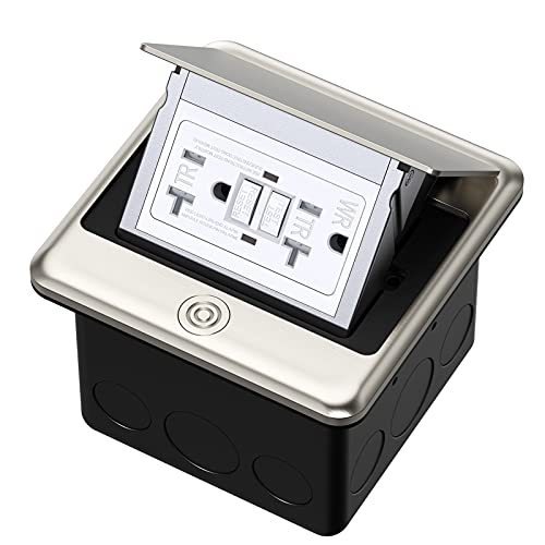 Pop Up Floor Electrical Outlet with 20 Amp Stainless Steel GFCI Tamper Receptacle Outlet, Corrosive Resistant Hardware，ETL Listed，(Stainless Steel Color) - color: Stainless Steel Color, size: GFCI Outlet