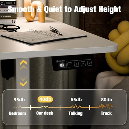 55"x24" Standing Desk, Height Adjustable Sit-Stand Office, White | Electric Adjustable Standing Desk, Sit to Stand Computer Office Desk with Splice Board, Memory Preset, Lifts 28''-46.5" - color: White Frame-white, size: 55-inch