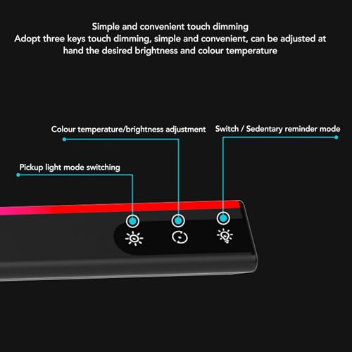 RGB Computer Light Bar, Wireless LED Screen Lamp with Music Sync, 5 Color Temperature Stepless Dimmable Touch Control Dual Light Source for PC Monitor, Anti - Glare Desk