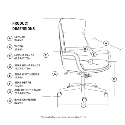 Glitzhome High Back Office Chair,Modern Ergonomic Swivel Office Chair,Adjustable Home Office Desk Chair with Lumbar Support,Black & Camel - color: Black & Camel