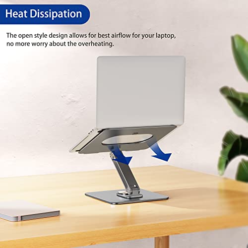 BESIGN LSX7 Laptop Stand with 360 Rotating Base, Ergonomic Adjustable Notebook Riser, Foldable Computer Holder Compatible with 10-15.6" Laptops (Gray) - color: Gray