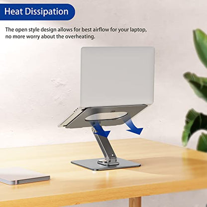 BESIGN LSX7 Laptop Stand with 360 Rotating Base, Ergonomic Adjustable Notebook Riser, Foldable Computer Holder Compatible with 10-15.6" Laptops (Gray) - color: Gray