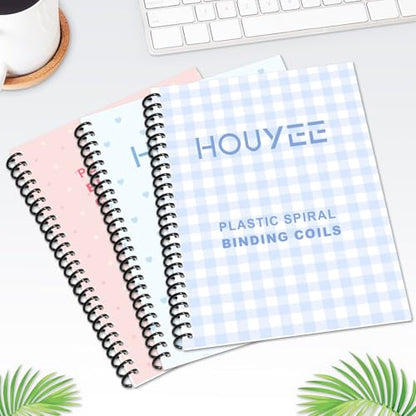 HOUYEE 100 Pcs Plastic Spiral Binding Coils,12mm(1/2”),4:1 Pitch,48 Loops - size: 1/2"(90 sheet capacity)