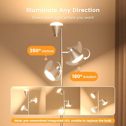 SIBRILLE 36W LED Tree Floor Lamp with Remote for Living Room Bedroom - color: Silver