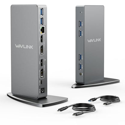 WAVLINK USB 3.0 Dual 4K@60Hz Laptop Docking Station for Thunderbolt 5/4/3, USB-C/A Windows, MacOS(Mac M1-M5,MacBook Neo), ChromeOS (2X HDMI, 2X Display Port, LAN, 6 USB 3.0, Audio)