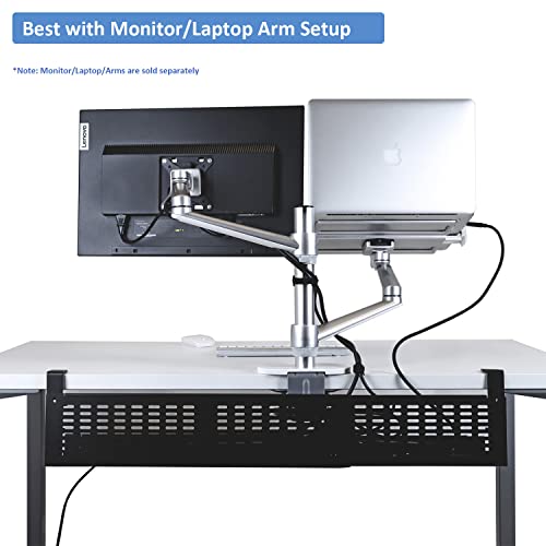 AEONS Under Desk Cable Management Tray Kit - Horizontal Adjustable up to 41” Removable C Clamp Mount Reversible Computer Cord Raceway and Modesty Panel for Large Table, Black - style: 41" Black