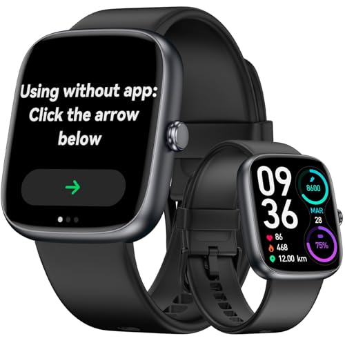Senior-Friendly Pedometer Watch, Step Counter, No App or Phone Required | Privacy-Focused, Big Font display, IP68 Water Resistance, 7 Days Battery, Alarm, Heart Rate, SpO2 Monitor, Sleep Monitor - color: Black