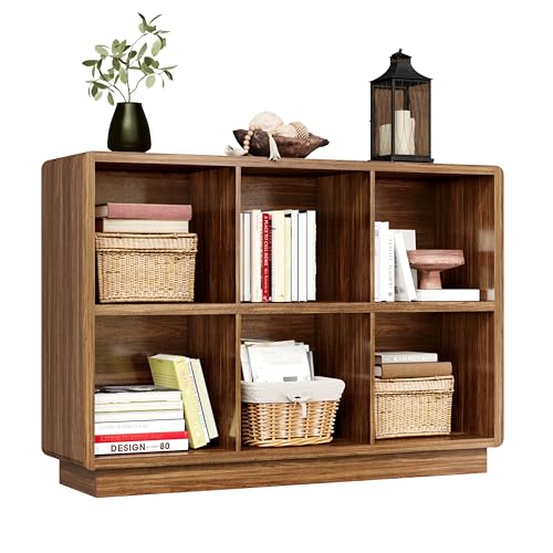 ChooChoo 6 Cube Storage Organizer, Wooden Bookcase with Storage, 43 Inch - color: Brown Walnut, size: 2-tier 6-cubes