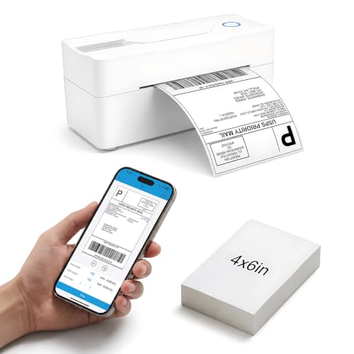 Forc Bluetooth Thermal Shipping Label Printer, 4x6, White | Wireless, Compatible with Android, iPhone, Windows & Mac, For Small Business, Works with Amazon, Etsy, USPS - color: White