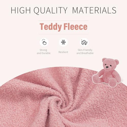 Office Chair with Wheels, Ergonomic Computer Desk Chair with Flip-up Armrest, Adjustable Rolling Swivel Chair Teddy Fleece – Dusty Pink - color: Dusty Pink