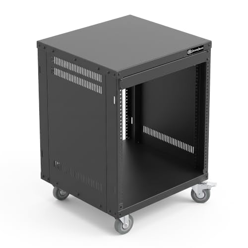 AxcessAbles 12U Network Rack with Wheels - 500lb Capacity, 18" Depth | 19-Inch Open Frame AV Rack Case with 3” Caster Wheels | Screws, Spacer, Tool Included - color: RK12U