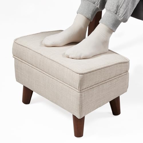FAGAGA Ottoman Foot Rest, Small Footstool Ottoman with Adjustable Lid - color: Beige, size: 11.8"D x 15.8"W x 11.3"H