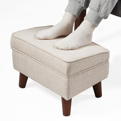 FAGAGA Ottoman Foot Rest, Small Footstool Ottoman with Adjustable Lid - color: Beige, size: 11.8"D x 15.8"W x 11.3"H