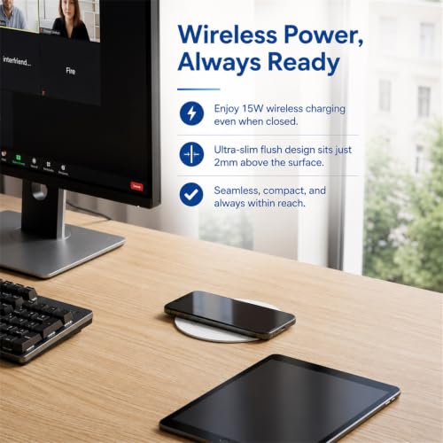 2.4" Pop Up Countertop Outlet, 30W USB-C & Wireless Charger | Fits 2.4 in (60mm) grommet holes, 4 AC outlets, 2 USB-C 30W, 2 USB-A 18W, 15W wireless charging and 1.5m cord, White - color: White