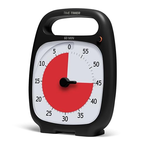 TIME TIMER Plus 60 Minute Desk Visual Timer - Countdown Timer with Portable Handle for Classroom, Office, Homeschooling, Study Tool with Silent Operation (Charcoal) - style: 60 Minute (Gray)