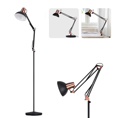FIRVRE LED Floor Lamp, Vintage Metal Swivel Floors Lamp, 3 Usage Modes - Floors Lamp, Table Lamp and Clip Lamp, E26 Architectural Reading Lamp with Push Button for Bedrooms, Offices and Studios - color: sandy-black1
