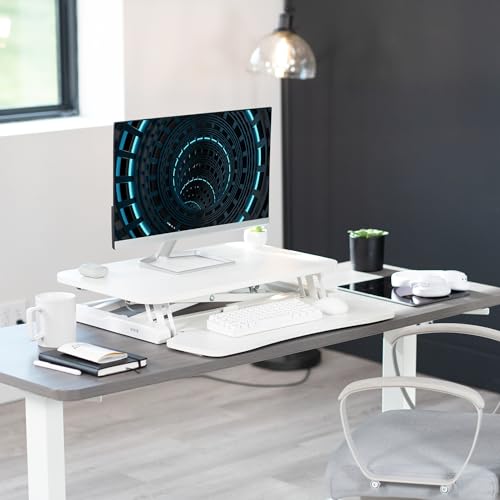 VIVO White 26 in Standing Desk Converter, DESK-V026KW - color: White, size: 26"