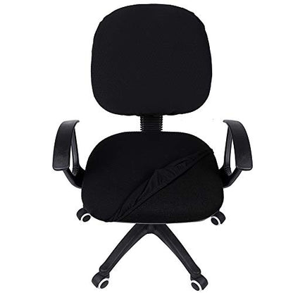Smiry Ergonomic Office Chair Armrest Pads Black, Set of 2 Stretch Jacquard Office Computer Chair Seat Covers Black, Seat + Backrest Cover
