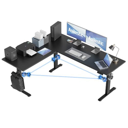 Agilestic 73 x 61 Inch L Shaped Electric Standing Desk, Black - color: Black, size: 73x61 Inch