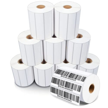 4" X 1" Direct Thermal Labels (13000 Count, 10 Rolls) - Barcode Labels | Wide Thermal Sticker Roll for Carton and Product Identification - Compatible With Zebra and Rollo Printers - Aegis Adhesives - size: 4" X 1"