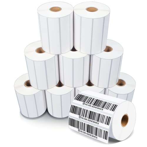 4" X 1" Direct Thermal Labels (13000 Count, 10 Rolls) - Barcode Labels | Wide Thermal Sticker Roll for Carton and Product Identification - Compatible With Zebra and Rollo Printers - Aegis Adhesives - size: 4" X 1"