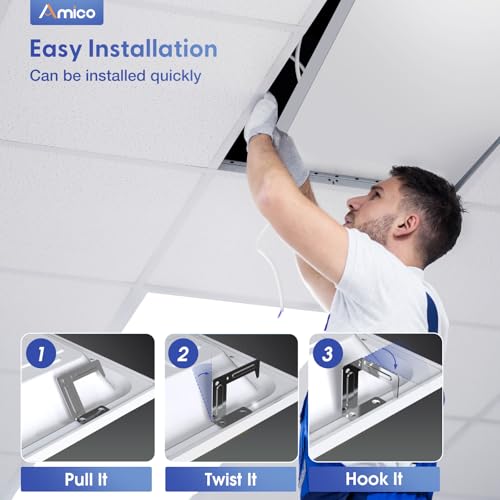 Amico 8 Pack 2x4 LED Flat Panel Light Fixture with 5CCT, 72W, 9000LM, ETL