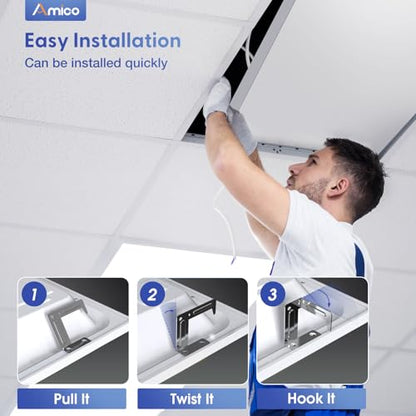 Amico 8 Pack 2x4 LED Flat Panel Light Fixture with 5CCT, 72W, 9000LM, ETL
