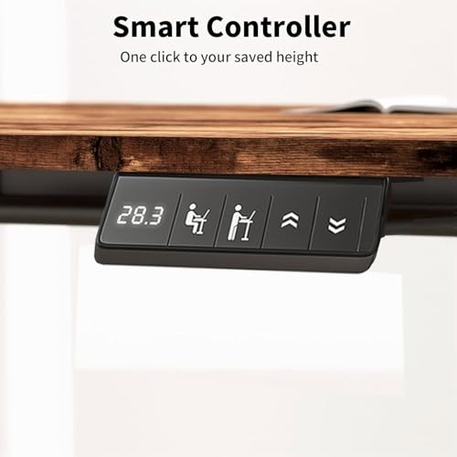 TIQLAB Standing Desk 55 x 24 inch, Electric Height Adjustable with Splice Board, Stand Up Desk, Sit Stand Desk Computer Desk for Home Office, Black Frame/Rustic Brown Top - color: Rustic Brown, size: 55*24 inch