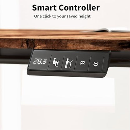 TIQLAB Standing Desk 55 x 24 inch, Electric Height Adjustable with Splice Board, Stand Up Desk, Sit Stand Desk Computer Desk for Home Office, Black Frame/Rustic Brown Top - color: Rustic Brown, size: 55*24 inch