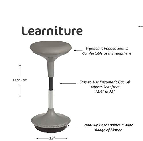 Learniture Adjustable Height Active Learning Stool for Office Desks and Classrooms, Foam-Padded Backless Wobble Stool with Rocking Motion, Gray - color: Grey