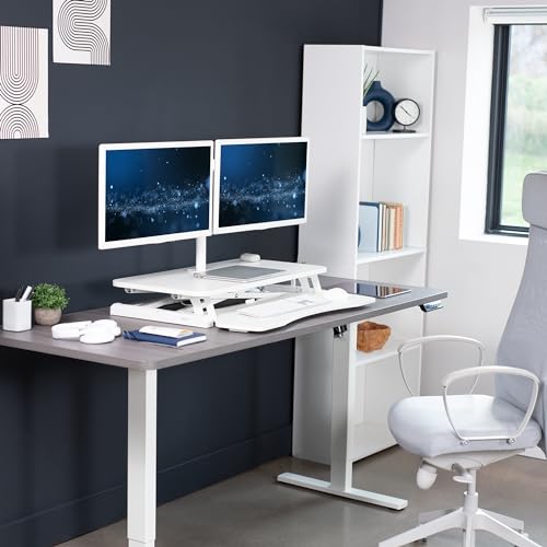 VIVO White 32 in Standing Desk Converter with Monitor Stand, DESK-V000K-M2W - color: White, size: 32"
