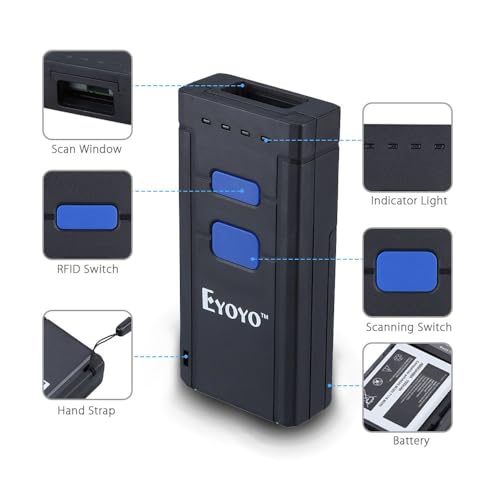 Eyoyo 3-in-1 Portable Mini 1D Inventory Bluetooth Barcode Scanner Wireless