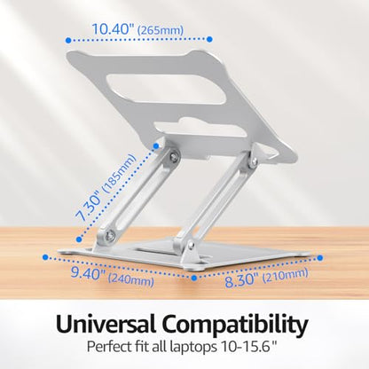 Urmust Adjustable Laptop Stand for Desk, 10-15.6“ Laptop Riser, Silver - color: B-Silver