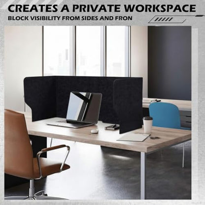 Large Desk Divider Foldable U Privacy Partition 48"L x 20"H, Black - size: 48"L x 20"H, style: Retro