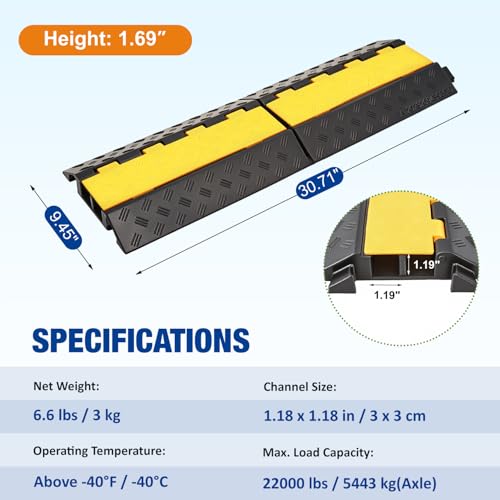 CXRCY Rubber Ramp Cable Protector Ramps Wire Hose Protective 2 Channel Traffic Rubber Plastic Cord Cover Speed Bump for Asphalt Concrete Gravel Driveway Outdoor, 1 Pack - size: 1 Pack 2 Channel