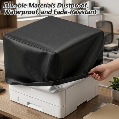 Universal Printer Dust Cover, Elastic Waterproof Printer Cover, Black Printers Protective Covers Compatible with HP DeskJet Epson XP Series, UV-resistant, 17.7x 15.75 x 9.8 inch