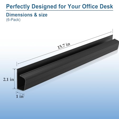 6 Pack J Channel Cable Management for Desk, Adhesive Wire Organizer - color: black