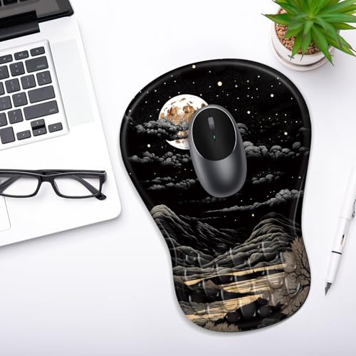 YIWEI Ergonomic Mouse Pad with Wrist Rest for Carpal Tunnel Pain Relief - color: Moon