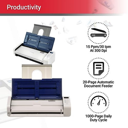 Xerox Duplex Portable Document Scanner, Xerox Duplex Portable Scanner, Blue & White (Renewed)