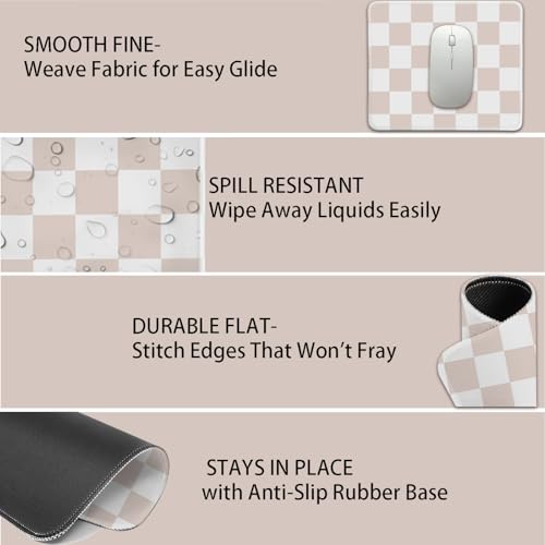Mouse Pad for Desk with Stitched Edge, Premium Cute Washable Mouse Pads. Computer Mousepad with Non-Slip Rubber Base, Mousepads for Laptop, 9.25x7.75x0.12 inch (Classic Checker) - color: Classic Checker